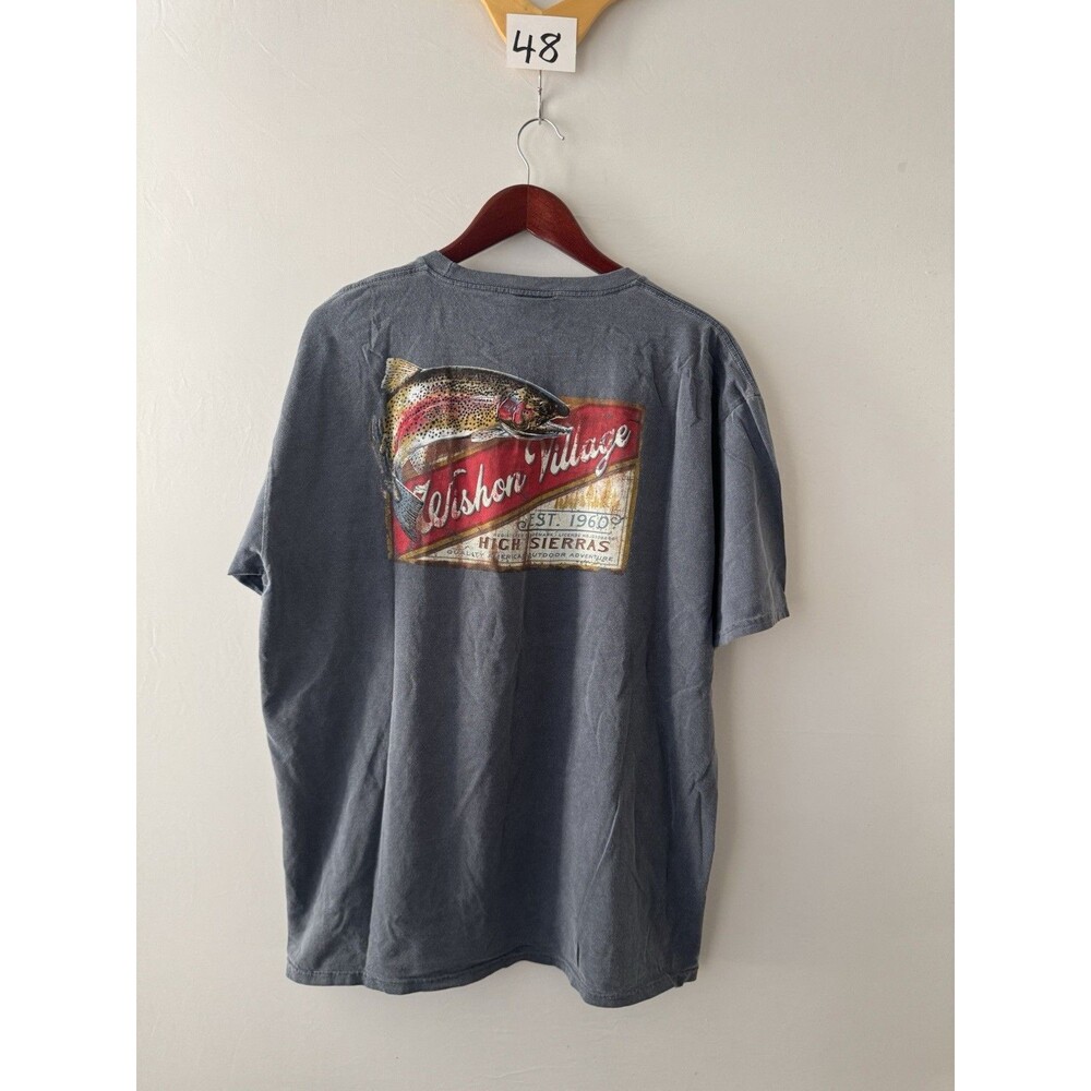 Blue 84 Wishon Village High Sierras Fish Fishing Graphic T-Shirt Men’s XL Gray